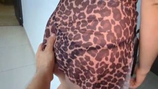 the brand new old mom stepmother surprises her stepson in the kitchen wearing steamy pajamas