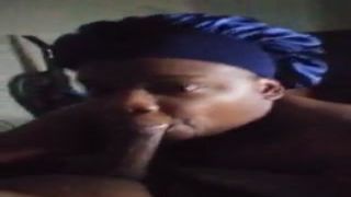 dark skin bonnet wakes husband up by sucking his meatstick