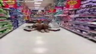 clown gets purple-headed yogurt slinger sucked in group fun city