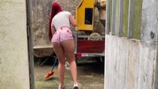 i hired this maid and she has a delicious heart-shaped ass in those shorts i was excited