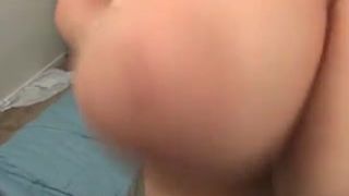 gorgeous yummy mummy with really massive natural busty rack gets backdoor and swallow the oozing cum