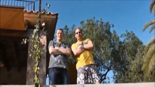 fair haired german tourist stretched in mallorca