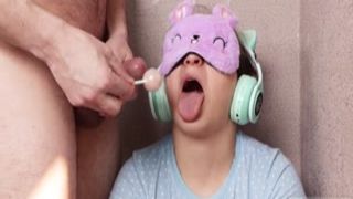 she is addicted to lollipops and i trick her to put my girthy cock in her throat - lucky daily xsanyany