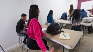 booty classmate sneaks a grope in class - pervteen