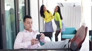 stepsiblings - busty black barely 18 girl stepsisters alina belle maya farrell share stepbro s dick