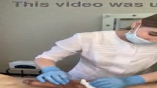 the patient steamy cum powerfully during the examination procedure in the doctor s hands