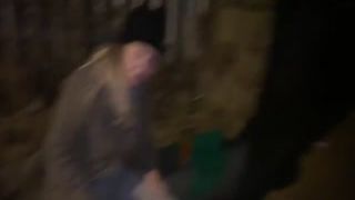 offered a drink on the street to take a nonstop ropes shot