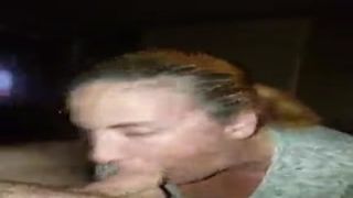 sucking his load out