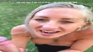 secret outdoor swallow throbbing dick during family celebration ends with baby batter in her oral cavity