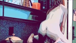 white fresh teen girl twerks on a strap-on