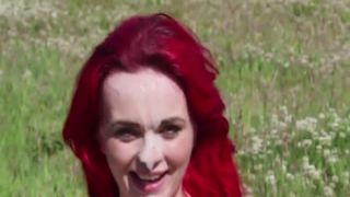 bigtitted british bird blows for jizz outdoors