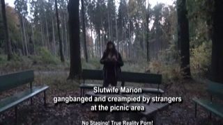 dogging hotwife gangbanged and creampied at the picnic area