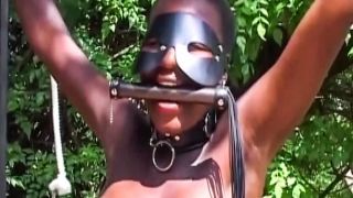 African lady tied BDSM outdoor in forest hardcore humil pulumuvi