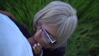 gorgeous golden hair blow breeding rod in park baby batter in oral cavity first person sloppy head - veronika charm