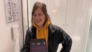 i control her cum dump pussy in outdoor with a lovense lush - she moans and is embarassed