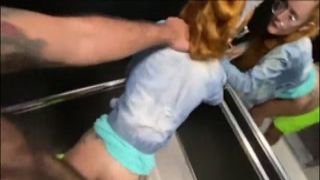 i lowered the redheaded neighbor s pants intense penetration inside the elevator and put the monster dick in her pink wet pussy beaver