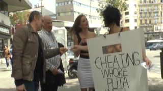 Blonde disgraces cheating Milf in public urban porn