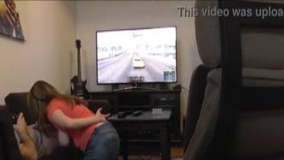 sucked off toying xbox. britney swallows gamer head and colossal swinging melons