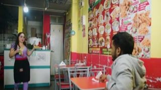 experienced white waitress drills black guy for not paying for her food