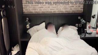 step mom and son share a mattress in a hotel