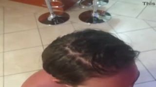 pisswhore sucking up piss through a straw